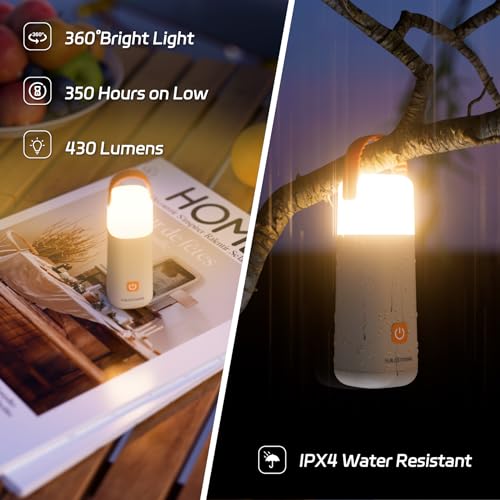 Camping Lantern, 350 Hours Running Time Rechargeable Lantern, 3200mAh Lantern Flashlight with 4 Modes, Waterproof Tent Light for Hiking, Emergency, Power Outages (Yellow 1PK) - style: Yellow
