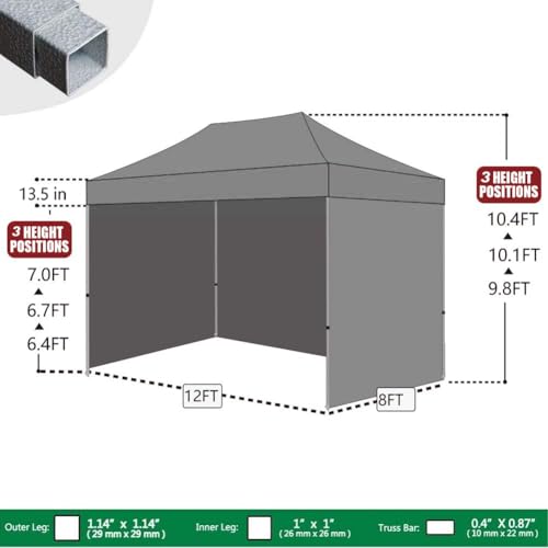 Eurmax USA 8x12 Pop Up Canopy Tent,Commercial Tent with Patented No-Tip Rolling Bag,4 Zippered Removable Walls,UV & Water Resistant Canopy Top,Heavy Duty Outdoor Gazebo,Instant Shelter(Forest Green) - color: forest green, size: 8x12