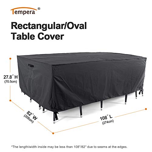 Tempera Outdoor Dining Set Cover for Outside Table and Chairs, Rectangle Patio Table Covers for Outdoor Furniture, Anti-Fading, Water Resistant, 108'' x 82'' x 27.8'', Space Grey - color: Grey, size: L108*W82*H27.8