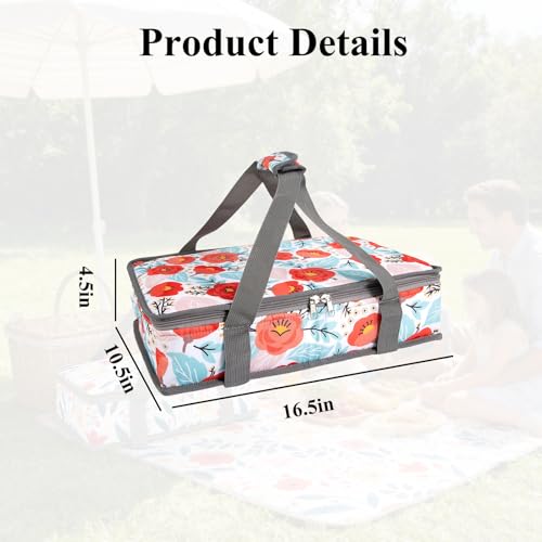 Insulated Casserole Carrier for Hot or Cold Food with Handle Food Transport for Travel Picnic Cookouts,Fits Pioneer Woman Kitchen Stuff Accessories and 9" x 13" Baking Dish - color: Color Five