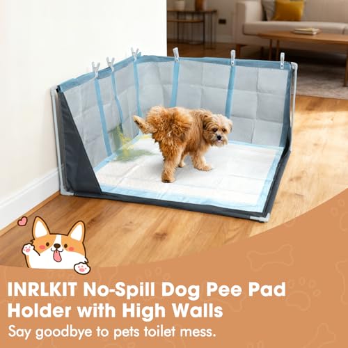 Dog Pee Pad Holder with High Walls, Portable Dog Litter Box for Inside Potty, Splash-Proof No Spill Pee Shield Pad Holder Tray for Puppies Small and Medium Dogs (Grey, Only Pee Pad Holder) - color: Litterbox Only