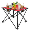 KOCASO 1Pc Foldable Camping Table Portable Picnic Table Lightweight Travel Desk with 2 Cup Holders Carrying Bag - color: Red