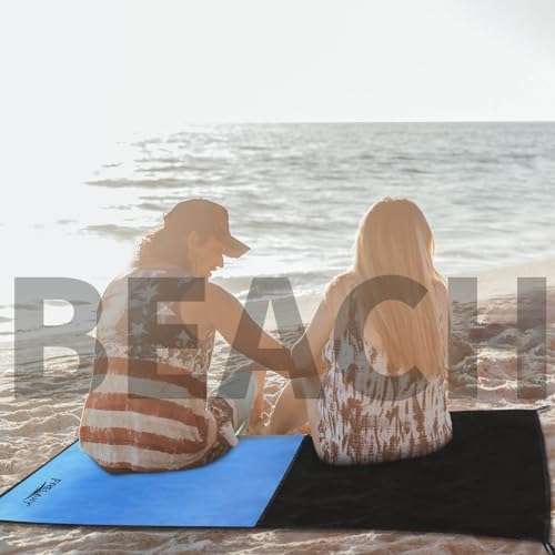 Frelaxy Pocket Picnic Blanket, Waterproof Sandproof Beach Mat, Compact Camping Tarp for Festivals, Hiking, Travel, Outdoor Recreation (Blue, 28'' x 47'') - color: Blue, size: 28'' X 47''