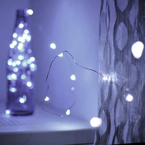 Ariceleo Led Fairy Lights Battery Operated, 1 Pack Mini Battery Powered Copper Wire Starry Fairy Lights for Bedroom, Christmas, Parties, Wedding, Centerpiece, Decoration (5m/16ft Cool White) - color: Cool White, size: 1 Pack