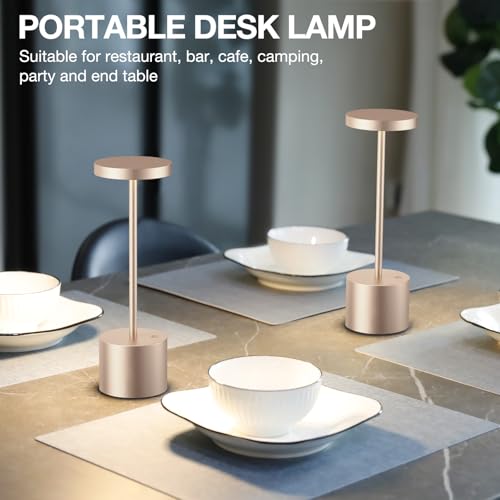 Kakanuo Cordless Table Lamp, 4000mAh Rechargeable Battery Powered Lamps, 3 Color Stepless Dimming, Wireless Outdoor Lamps for Dining Room, Bedroom, Patio, Camping, Set of 2- Antique White - color: Antique White