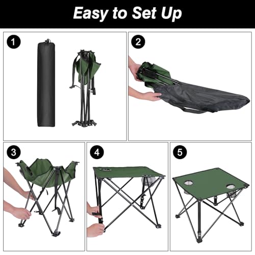 Moclever 2PCS Foldable Camping Table–Ultralight Portable Table with Cup Holders&Carry Bag, Perfect for Outdoor Adventures,Picnic,Beach, BBQ,Hiking & Home Use - style: 2Pcs Green