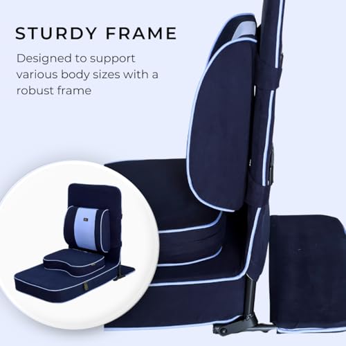 Friends Of Meditation Extra Large Meditation Chair | Floor Chair with Back Support | Yoga Chairs for Adults | Portable Folding Chair | Yoga Chair with Cushion & Meditation Block | Navy Blue | 24x22 in - color: Navy Blue