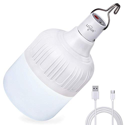 Camping Lantern LETOUR Dimmable 8800mAh LED Light Bulb 5 Lighting Modes Rechargeable Hanging Tent Light 5000 Lumen Portable Emergency Lantern Power Failure Emergency Survival Kits Snowstorm