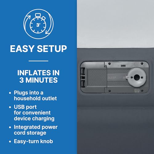 SleepLux Twin Air Mattress Supersoft Snugable Top Extra Durable Tough Guard with Built-in Pillow Raised 15" Airbed with Built in Pump + USB Charger Twin 15", Small, Grey - style: Twin ToughGuard 15"