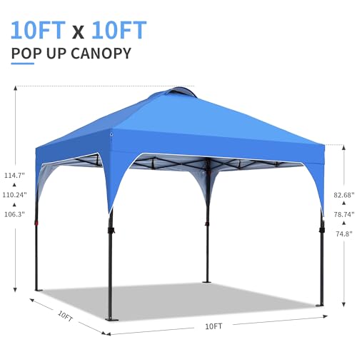 GDY 10x10 Pop Up Canopy Tent, Outdoor Gazebo with 4 Sandbags, Easy Up Canopy with 3 Adjustable Heights for Events, Parties, Camping, Blue. - color: Blue, size: 10x10