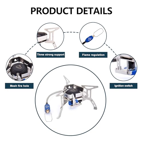 Widesea 3500W Windproof Camp Stove,Camping Gas Stove, Small Camping Stove with Piezo Ignition,Portable Collapsible Stove for Outdoor,Picnic, and Backpacking Hiking - style: WINDPOOF STOVE