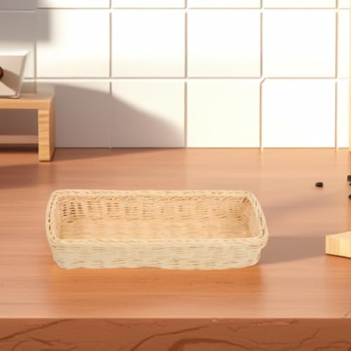 Amosfun Rattan Woven Cutlery Basket 2-Pack 9.84X3.93X1.96 Inch Wicker Utensil Organizer Spoon Fork Holder for Kitchen Drawer Countertop Storage