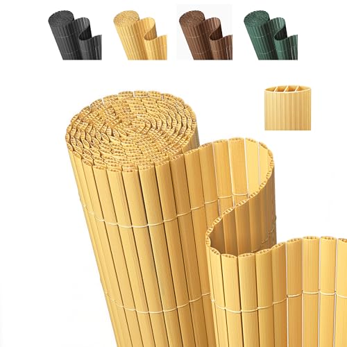 Paramondo PVC Privacy Fence Screen 14mm 3-Rib Reinforced Textured Fence Panel - No-Drill Balcony & Garden Cladding with Wind & UV Protection for Patio, Deck, Outdoor Privacy, 3×10 FT, Natural - color: Natural, size: 3×10 FT
