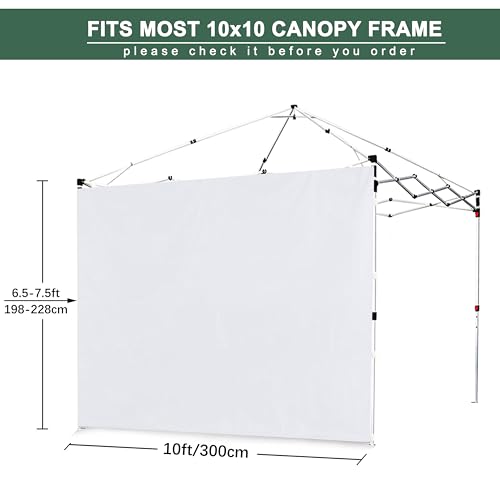 SideWall for 10x10 Canopy Frame, 3 Pack White SunWall Only, (with Zippers) - color: White, size: 3 Sidewalls