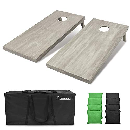 GoSports 4 ft x 2 ft Regulation Size Wooden Cornhole Boards Set - Includes Carrying Case and Bean Bags (Choose Your Colors) Over 100 Color Combinations - color: Black & Bright Green