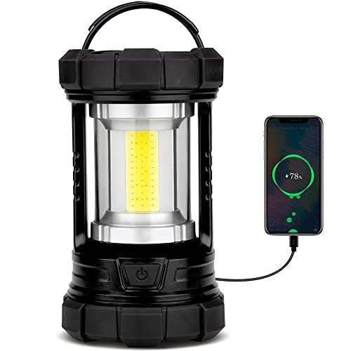 Camping Lantern 3000LM, LED Lanterns for Power Outages with 4400mAh Phone Charger, Impact-Resistant Rechargeable Lantern, 5 Light Modes Waterproof Lantern for Hurricane Emergency(Black) - style: 1-Black