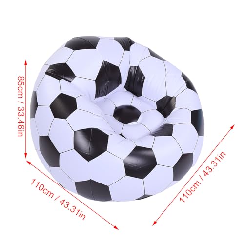 TOPINCN Inflatable Bean Bag Chair, Outdoor Blow up Chair Inflatable Lazy Sofa Soccer Design Inflatable Couch, PVC Football Sofa Portable Lounger for Living Room Bedroom Travel