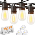 Svater LED Outdoor String Lights 100 FT, Patio Lights with Shatterproof Bulbs, Outside Hanging Light Waterproof for Porch, Deck, Garden, Backyard, Balcony, Dimmable 2700K - size: 100ft30led