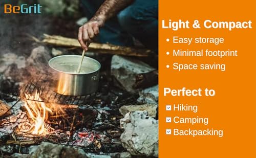 BeGrit Backpacking Camping Cookware Mini Picnic Camping Cooking Mess Kit with Pot and Pan Set for Hiking - color: Silver 4pcs