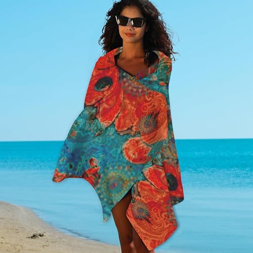 Beach Towel,Vintage Colorful Mandala Dark Eyes Lightweight Compact Sand Free Quick Dry Oversized Pool Swimming Towels for Girls Women Adults,29.5"×59" - color: Vintage Colorful Mandala Dark Eyes