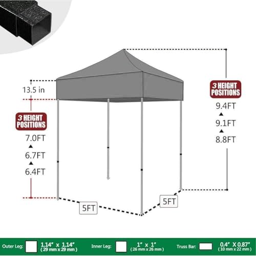 Eurmax USA 5x5ft Pop Up Canopy, Commercial Instant Tent for Outdoor Events, Patented No-Tip Rolling Storage Bag with 4 Sandbags, UV & Water Resistant, Heavy Duty Portable Shelter Gazebo,Red - color: Red, size: 5x5