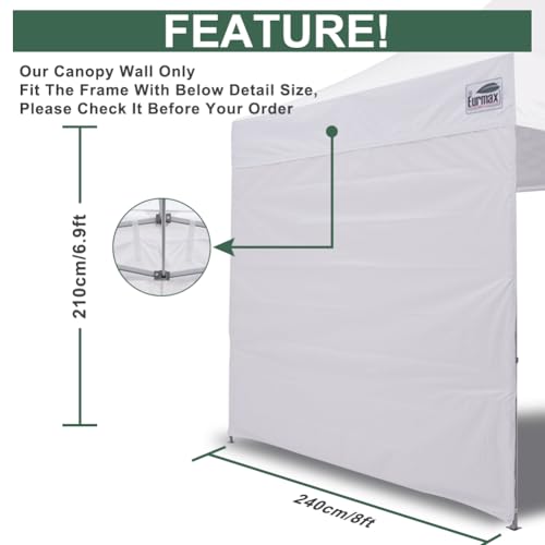 Eurmax USA 8x8 Pop Up Canopy SunWall-UV Protection for Tents,Blocks Sunlight&Wind,Water Resistant Side Wall Only,Easy Hook & Loop Installation,Fit for 8FT Straight Leg Shelters&Gazebo,White - color: White, size: 8x8