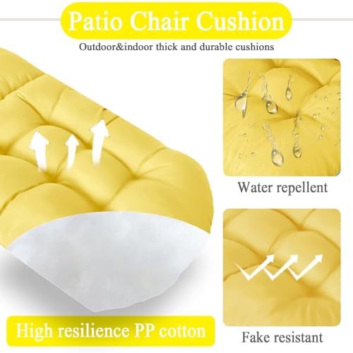 Adirondack Chair Cushion, Waterproof Outdoor Seat Cushions for Patio Furniture, Thick High Back Replacement Pad for Porch Lawn Wicker Dining Desk Chair, Rocking Chair Cushion, Yellow - color: Yellow