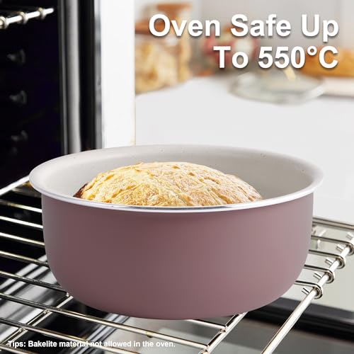 Pots and Pans Set Nonstick - YIIFEEO Kitchen Cookware Sets Detachable Handle Pot and Pan Set Removable Handle Camping Cooking Set, Oven Broiler Safe 550F Non Toxic Frying Pans for Cooking Pan Set Gift - color: Purple