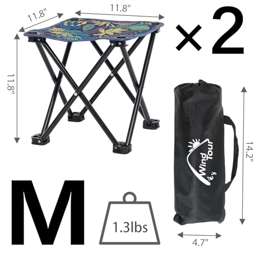 Wind Tour Portable Folding Camping Stool Outdoor Camping Lightweight Samll Chair for Fishing Hiking Gardening and Beach with Carry Bag (Medium Blue -2) - color: Medium Blue -2