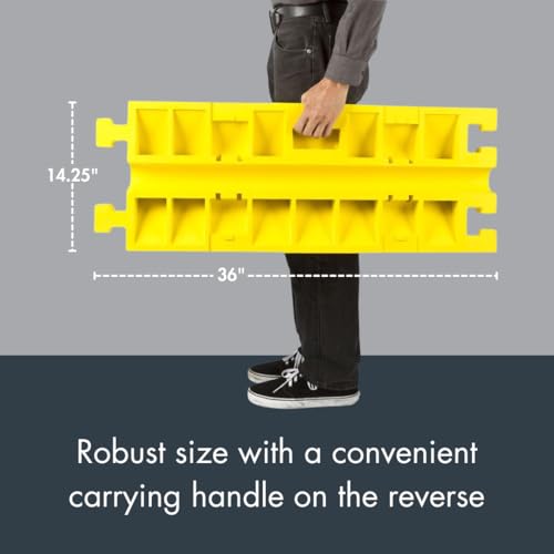 Checkers 1 Channel Industrial Drive Over Cable Protector, Drop Over for 2.25" Lines, 23k/Axle Load Capacity Hose and Cable Ramp for Heavy Duty Equipment, Made in The USA, Yellow, CP1X225-GP-DO-Y - color: Yellow, style: Drop Over