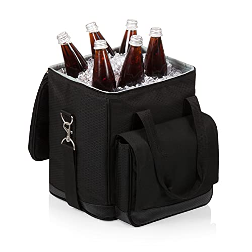 Picnic TIME Cellar 6-Bottle Wine Carrier & Cooler Tote, Insulated Padded Wine Cooler Bag for Travel, Portable Water-Resistant Wine Bag, (Black with Gray Accents) - style: Wine Carrier With Trolley