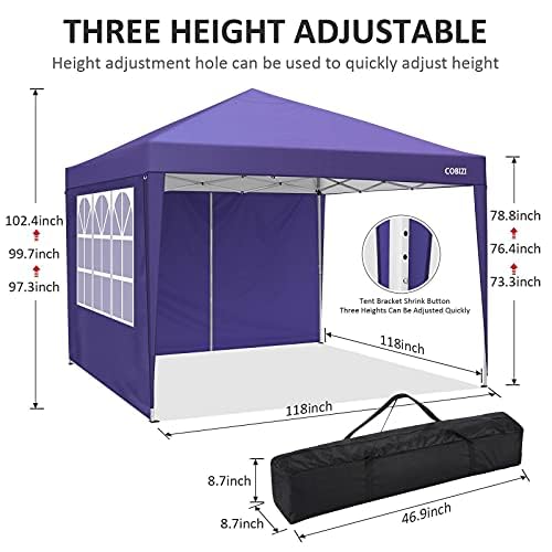 COBIZI 10x20 Pop up Gazebo, One-Push Setup Canopy Tent with Mosquito Netting & Vented Roof Design, Upgrade Metal Easy up Canopy Carpa Outdoor Gazebos for Backyard Camping Deck Party(Blue) - color: Blue, size: 10x20 FT Upgraded