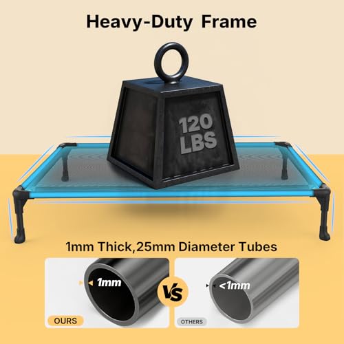 Veehoo Outdoor Elevated Dog Bed Large Sized Dogs, XL Cooling Raised Dog Cots Beds Training Platform Off Ground Hammock with Breathable Mesh, No-Slip Feet, 49"x33", Grey - color: Silver Gray, size: 49.0"L x 33.0"W x 9.0"Th