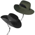 ZOORON Sun Hats for Men Women, Wide Brim Safari Hats UV Protection UPF50+ Waterproof Boonie Hats for Fishing Hiking Camping - color: 2pack-black+army Green