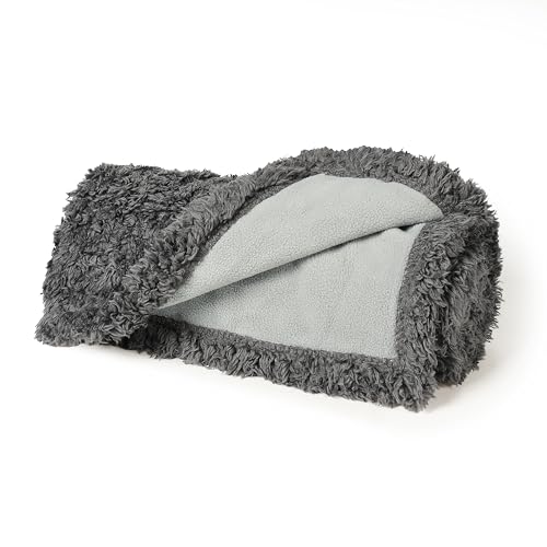 Kritter Planet Waterproof Dog Blankets for Small Dogs, Puppy Blankets for Litter, Cat Blankets for Indoor Cats Washable, Reversible Fleece Pet Mat for Crates, Car Seats, and Furniture - color: Grey/Charcoal Grey, size: 30"x25"