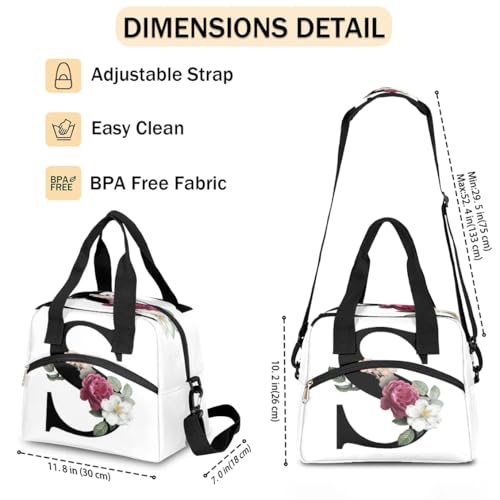 Letter S Insulated Lunch Bag for Women Men Reusable Waterproof Lunch Box Cooler Tote Bag One shoulder portable meal bag Portable Adult Lunchbox for Work Picnic Hiking Beach - color: Letter S