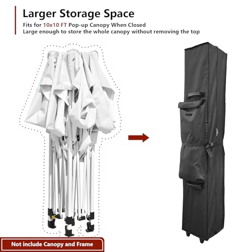 Heavy Duty Wheeled Carry Bag for 10x10 Canopy Tent, Universal Canopy Roller Bag with 4 Handles,600D Waterproof Oxford Fabric Tent Bag Replacement for Camping Tailgating(62"x10.2"x10.2") - size: Bag Unfold Size-62" x 10.2" x 10.2"