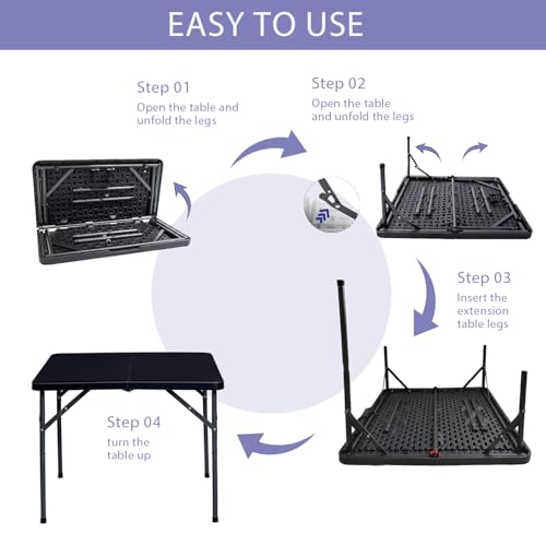 Lakhow 34" Square Folding Table, Plastic Commercial Folding Card Table with Collapsible Legs for Kitchen or Outdoor Party Wedding Event Indoor Outdoor Use, Black - color: 34 Inches Black