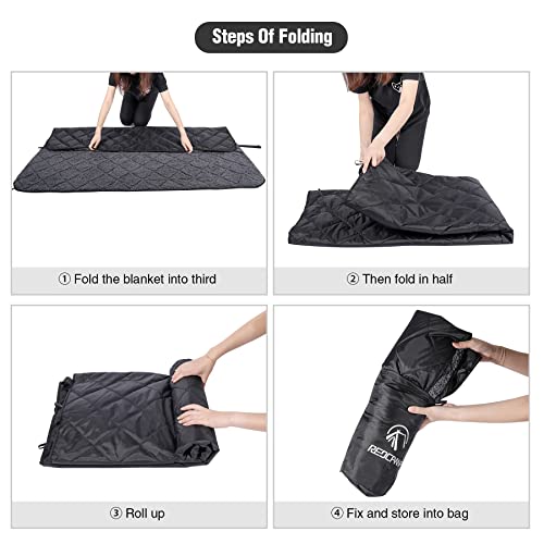 REDCAMP Waterproof Stadium Blanket with Sherpa Lining, Cold Weather Car Blanket Windproof for Outdoor Camping, Machine Washable (50"x 59") - color: 50"x 59" Black