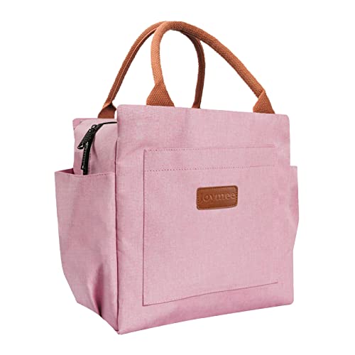 Joymee Lunch Bag Women Insulated Lunch Box Reusable Leakproof Large Spacious Cooler Tote for Womens Mens Adults with Bottle Holder and Side Pockets for Work Office Travel Picnic - Light Pink - color: 04 Light Pink