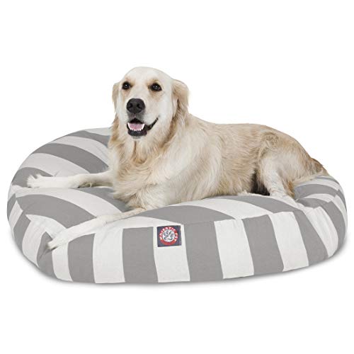 Majestic Pet Indoor Outdoor Vertical Stripe Round Pet Dog Bed with Removable Washable Cover, Gray, Large - color: Stripes Gray, size: Large
