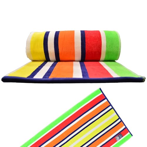 U.S. Polo Assn. Oversized (40” x 70”) Striped Nautical Design Beach Towel - Luxury Plush Cotton Hotel Quality for Bath, Pool - Flame Stripe - color: Flame Stripe, size: 40" x 70"