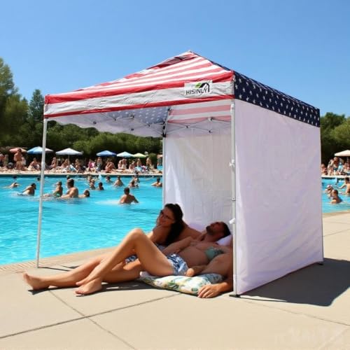 8x8 Pop Up Canopy Tent, Waterproof 210D Oxford, 3 Removable Sidewalls, Vented Roof, Wind-Resistant Steel Frame, UPF 50+, Wheeled Bag, 1-Person Instant Setup, Fits 3-5 People – American Flag - color: American Flag