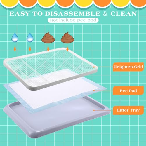 Mifoci 2 Pcs Dog Potty Tray Mesh Puppy Training Pad Holder Floor Protection Portable Pee Pad Pet Toilet Training Tray Litter Box Corner for Medium and Large Dogs (25.6 x 18.9 Inch,Gray) - color: Gray, size: 25.6 X 18.9 Inch