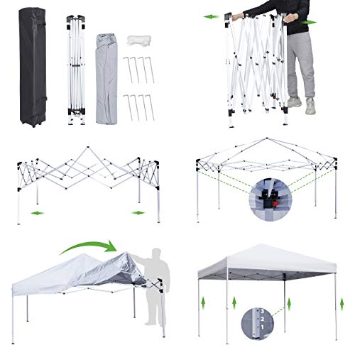 ZENY 10x10 Pop Up Canopy Tent Easy Set-up Outdoor Patio Canopy Adjustable Straight Leg Heights Instant Shelter with Wheeled Bag, Ropes - style: 10x10ft-White