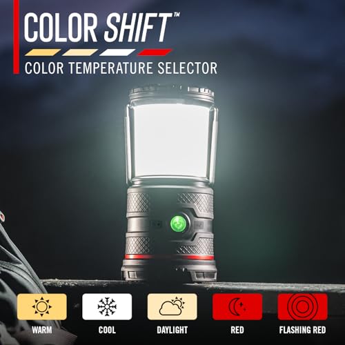 COAST EAL35R 1000 Lumen Voice-Controlled LED Emergency & Camping Area Lantern with Warm, Cool White, Day, Red & Red Flashing Mode, Power Bank Functionality - Black - color: Black