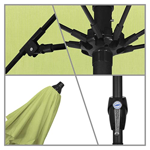 California Umbrella 9' Rd Sunbrella Aluminum Patio Umbrella, Crank Lift, Auto Tilt, Bronze Pole,Parrot Fabric - color: Parrot