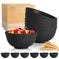 Wheat Straw Bowls Set of 6, Unbreakable Lightweight 26 OZ Cereal Bowls for Kitchen, Reusable Salad Bowl, Microwave & Dishwasher Safe Bowl Set, Black - color: Black, size: 26 Oz