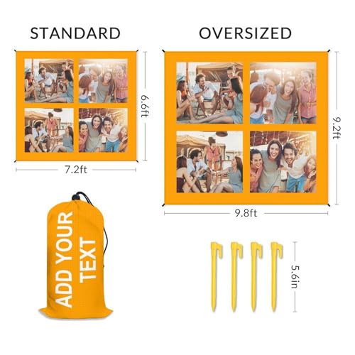 Personalized Beach Blanket Waterproof Sandproof - Custom Picnic Blanket Gift with Photo - Pictures Beach Mat with Portable Bag, 4 Corner Pockets & Stakes for Adult, Beach Festival,Family Travel - color: Color2