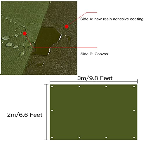 Tarp Canvas,Heavy Duty Waterproof for Outdoors, Truck, Water Resistant, UV Resistant Tarpaulin Cover for Car Boat Camping Firewood Woodpile(6.6 x 9.8 Feet) - size: 6.6 x 9.8 Feet
